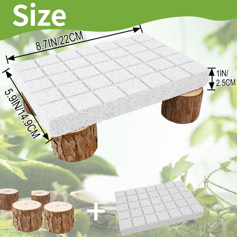 Bearded Dragon Shedding Rock, Bearded Dragon Pumice Stone Platform for Shedding, Calcium Stone with Wooden Pile, Reptiles Claw Grinding Block to Remove Dead Skin, Reptile Tank Care Accessories - PawsPlanet Australia