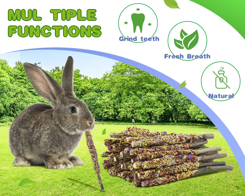 Bunny Chew Toys for Rabbits,18PCS Natural Apple Wood Sticks with Petals Good for Chinchillas Guinea Pig Hamster Teeth Care, Bunny Small Pet Treats Teething Toys| Natural Organic Safe 18PCS(1)