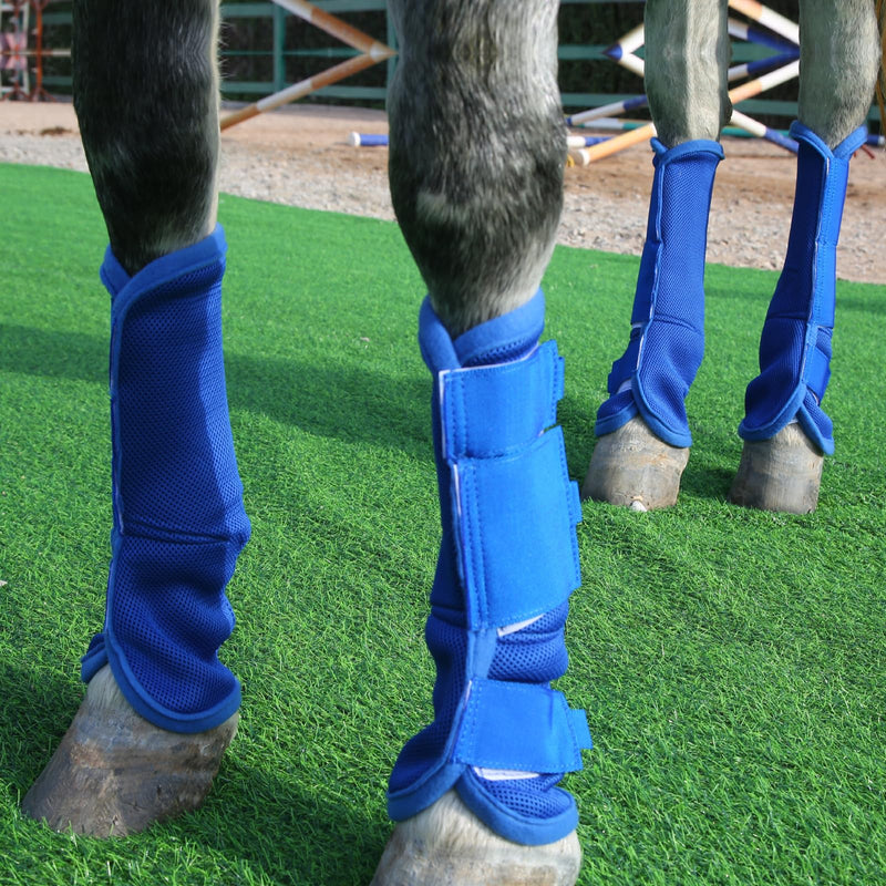 Horse Fly Boots Set of 4, Breathable Comfy Mesh Fly Boots for Horses, Non-Slip Horse Fly Leggings No More Stomping & Horsefly Nuisance Darkblue Full Dark Blue