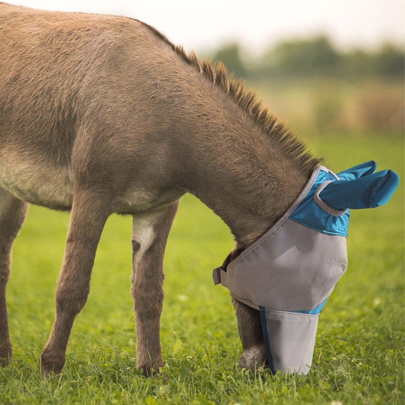Harrison Howard Mule Donkey Fly Mask Full Face Protection with Nose Cover Sky Blue L - PawsPlanet Australia