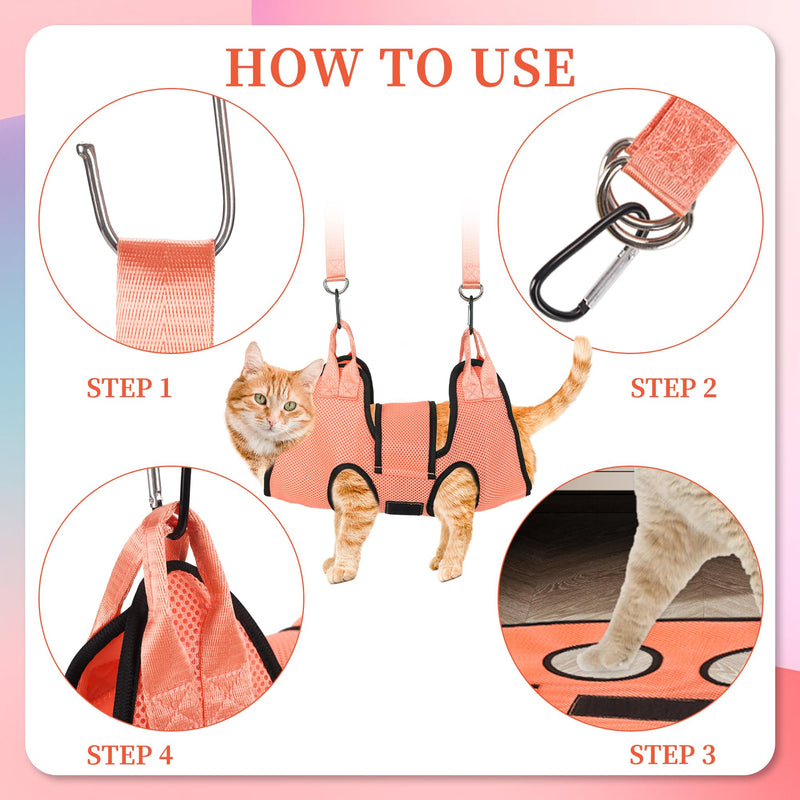 PatiencET Dog Grooming Hammock, Pet Grooming Hammock for Cats & Dogs with Security Strap, Dog Sling for Nail Trimming with Nail Clippers/Trimmer, Nail File, Pet Comb(XS) XS Orange - PawsPlanet Australia
