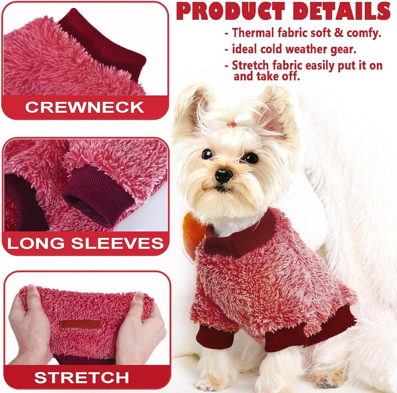 Dog Sweaters for Small Dogs, Chihuahua Fleece Clothes, XS Dog Clothes Winter Warm Puppy Sweaters Boys Girls Tiny Dog Outfits for Teacup Yorkie, Pet Cat Clothing (rose, Medium) rose