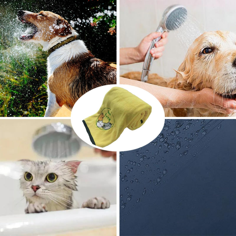 Microfiber Dog Towels- Super Absorbent Fast Drying Towels for Dogs Cats Yellow & Grey(M 19.69 * 39.37 in) M 19.69*39.37 in - PawsPlanet Australia
