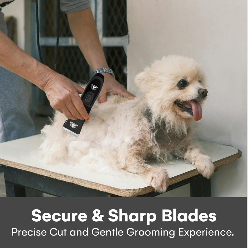 Pet Union Professional Dog Grooming Kit - Cordless Low Noise Dog Clippers for Grooming Thick Coats - All Pet Safe Cat Hair Trimmer - Pet Grooming Kit Includes Dog Hair Clippers, Nail Trimmer & Shears Black - PawsPlanet Australia
