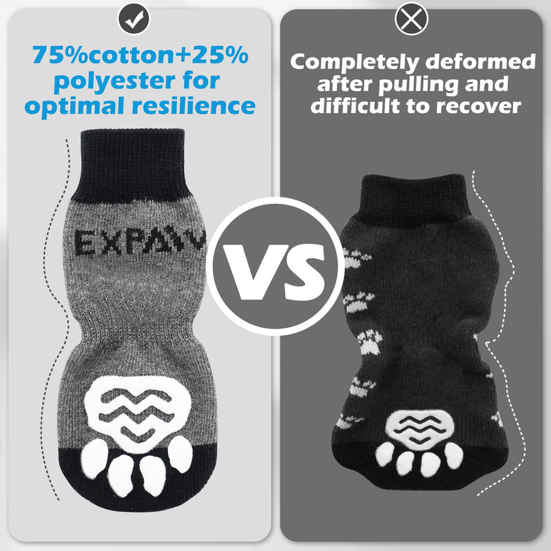 EXPAWLORER 6PCS Anti-Slip Dog Socks to Prevent Licking Paws,Dog Shoes for Hot Pavement,Best Paw Protector Traction Control on Hardwood Floor,Dog Booties for Puppy Small Medium Large Senior Dogs Small (6 Count) Black Grey - PawsPlanet Australia