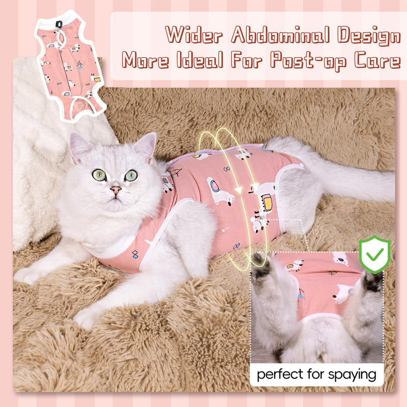 2 Pack Cat Spay Recovery Suit Female, Breathable Cat Onesie for Cats After Surgery Female, Kitten Surgery Recovery Suit for Abdominal Wounds Medium Alpaca + Dinosaur - PawsPlanet Australia