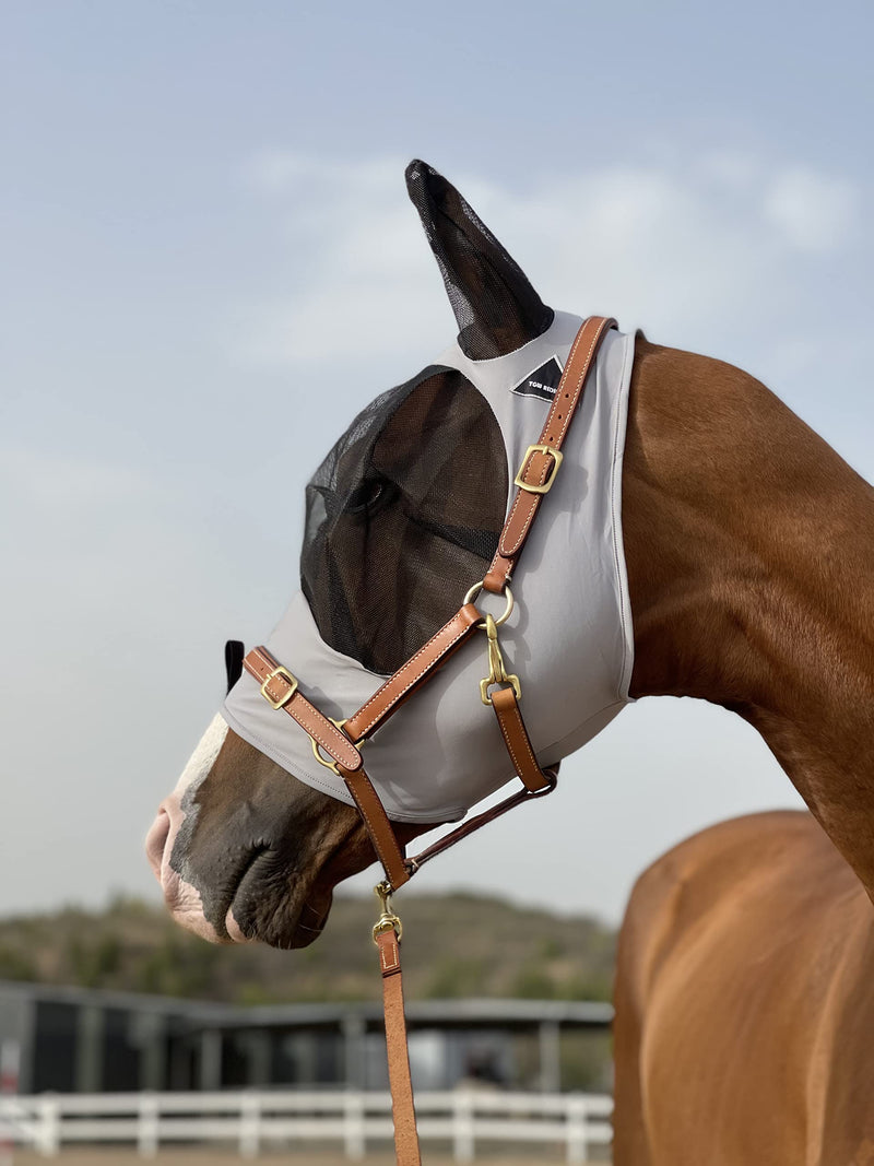 TGW RIDING Horse Fly Mask Super Comfort Horse Fly Mask Elasticity Fly Mask with Ears We Only Make Products That Horses Like (Gray, L) Gray - PawsPlanet Australia