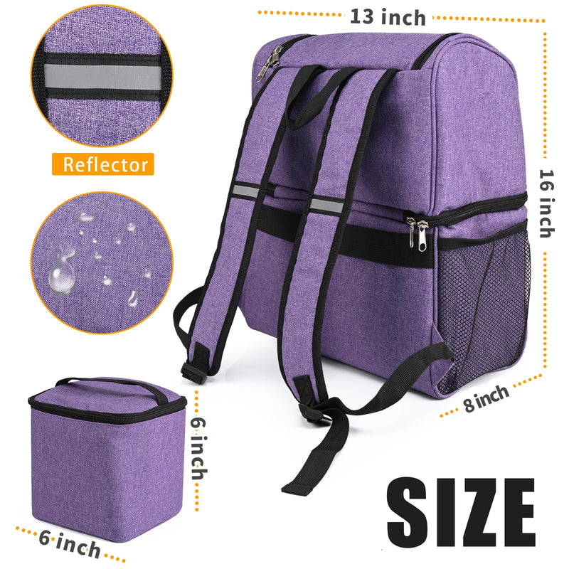 Dog Travel Bag Airline Approved Pet Supplies Backpack with 2 Food Container Dog Bags for Traveling Camping Hiking Purple - PawsPlanet Australia