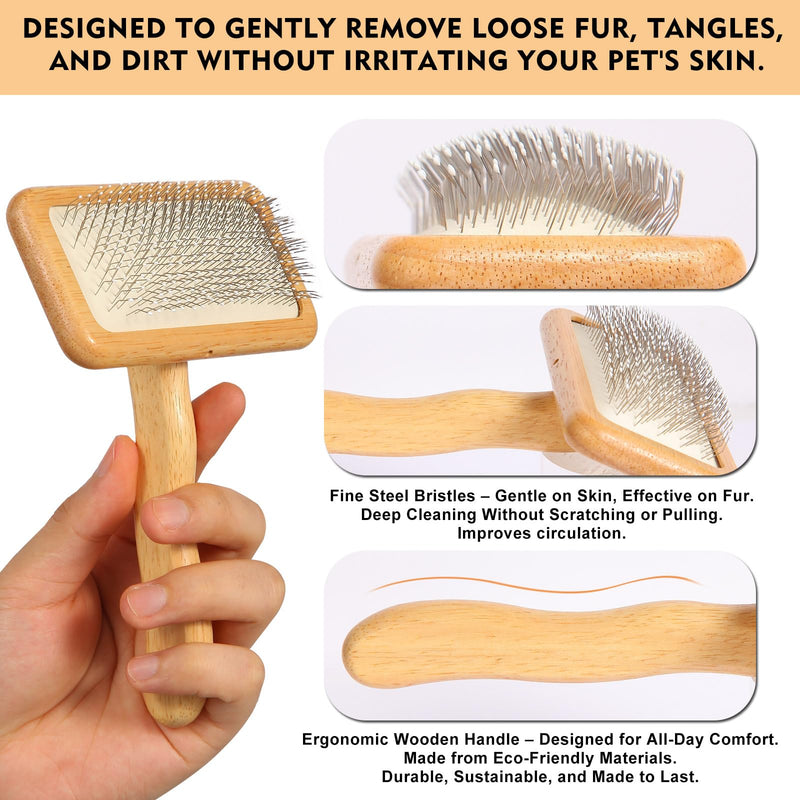 Dog Slicker Brush for Shedding & Grooming - Professional Dog Brush and Cat Brush with Coated Tips & Air-Cushion Design, Deshedding Tool Removes Undercoat Tangles & Loose Fur for Long/Short Hair Pets - PawsPlanet Australia