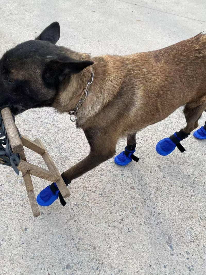 Dog Boots Breathable, Dog Shoes Protecting Dog's Paws, Dog Booties with Soft and Nonslip Soles, Set of 4, Size Large, Color Blue - PawsPlanet Australia