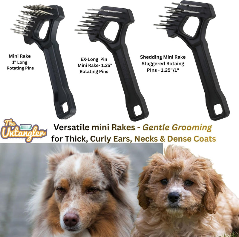 Mini-Rake V-Shape Double Row 1" Rotating Teeth Detangles and Grooms Dogs (6" Long) - PawsPlanet Australia