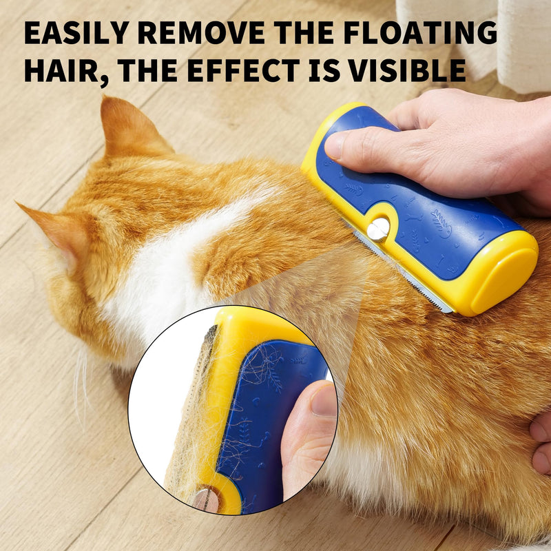 Dog Brush for Shedding, Deshedding Grooming Tool for Dogs & Cats, Pet Hair Remover, Cat Deshedding Comb, Professional Grooming Tool, Easy to Clean, Pet Grooming Brush for Dogs and Cats Blue_Yellow - PawsPlanet Australia