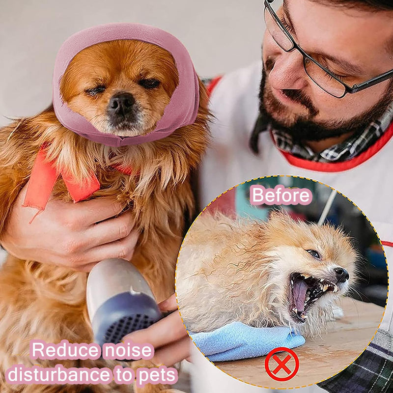 2 Pcs Dog Snood, Dog Ear Defenders, Dogs Ear for Anxiety Relief, Ears Protectors for Bath Drying, Pet Ears Protector (Pink, Black)