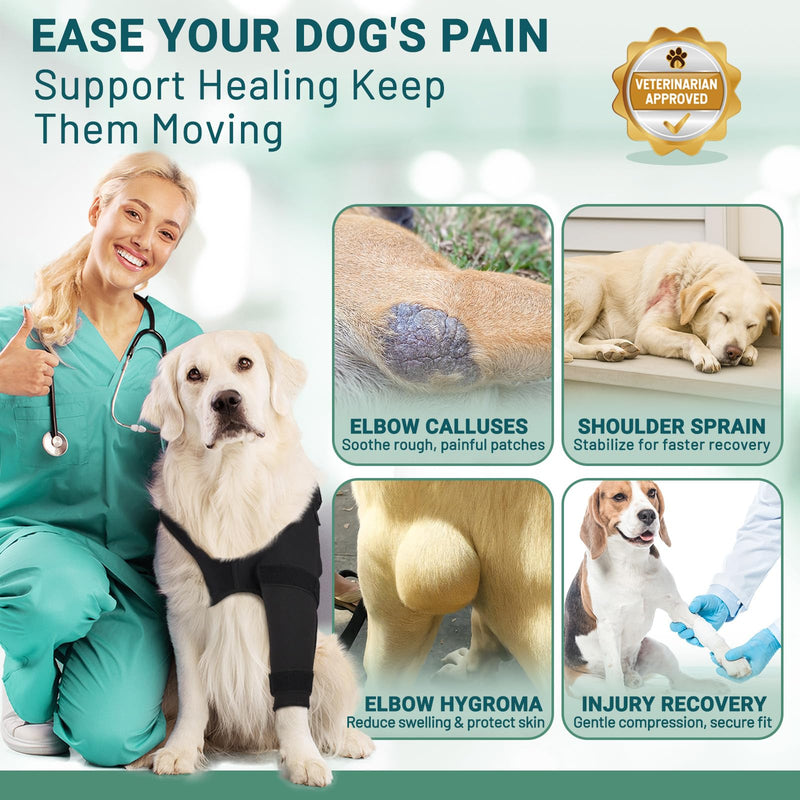 Dog Elbow Protector Brace, Dog Leg Sleeves Anti-Licking for Arthritis, Hygroma, Pressure Sores, and Calluses, Dogs Elbows Pads & Shoulder Brace for Elbow Dysplasia and Injury Recovery, Right XL Right Front Leg