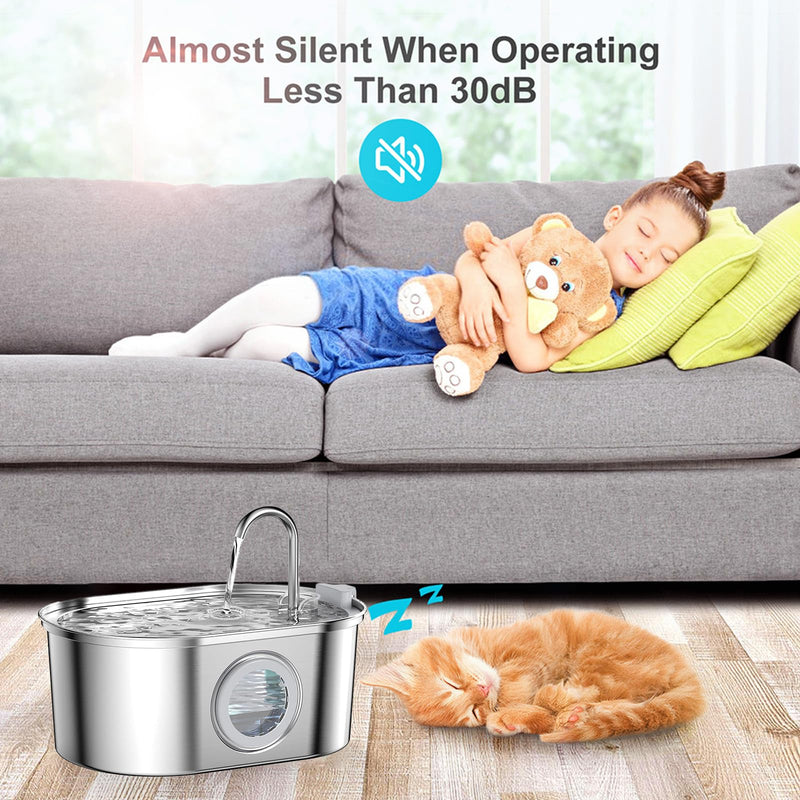 Cat Water Fountain Stainless Steel: 3.2L/108oz Pet Fountain Water Bowl Dog Drinking Dispenser Cat Feeding & Watering Supplies Animal Metal Kitty Spout for Large - PawsPlanet Australia