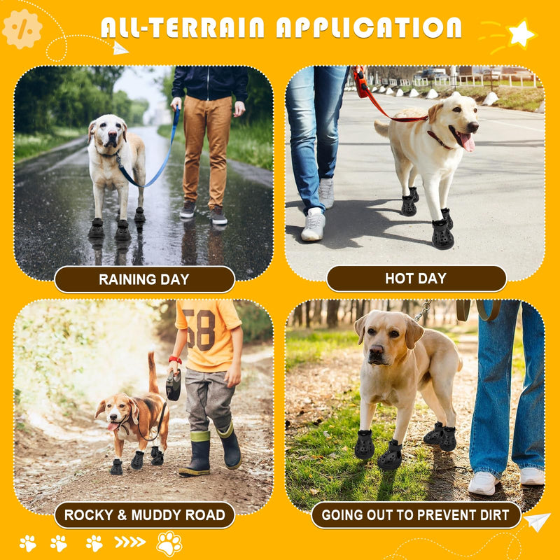 Dog Sandals, Breathable Dog Shoe for Hot Pavement, Anti-Slip & Paw Protectors Pet Shoes for Indoor/Outdoor Walking. Dog Boots for Small, Medium & Large Dogs (Black, 4PCS) Black 1.97"(L)x1.38"(W) - PawsPlanet Australia
