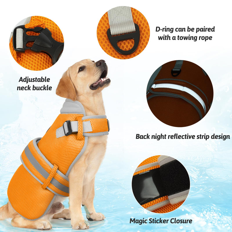 Dog Cooling Vest for Medium Dogs,Lightweight Cooling Dog Jacket,Breathable Mesh Dogs Shirt Harness Vest with Adjustable Straps Reflective Stripe for Hot Weather with D-Ring for Beach,Hiking,M Orange - PawsPlanet Australia