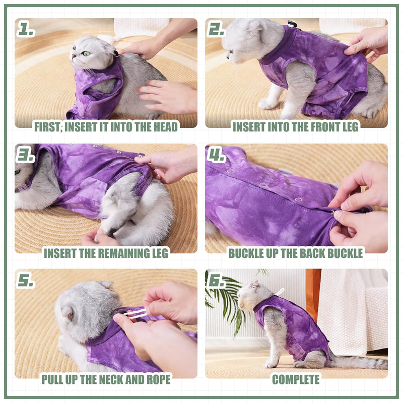 Cat Surgery Recovery Suit, Cat Onesie for Cats After Surgery Anti Licking Wounds, Cat Outfit E-Collar Alternative for Cats Spay Recovery Suit Female and Male, Tie Dye Cats Shirt Clothes Large Blue - PawsPlanet Australia