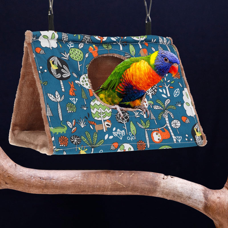 Cunno 2 Pcs Winter Bird Warm Nest House Bird Bed for Cage, Hanging Hammock, Plush Fluffy Shed Birds Hideaway 9.8 x 5.5 x 5.9 Inch Sleeping Bed Fuzzy for Budgies, Lovebird, Parrot, Parakeets, Cockatiel Large