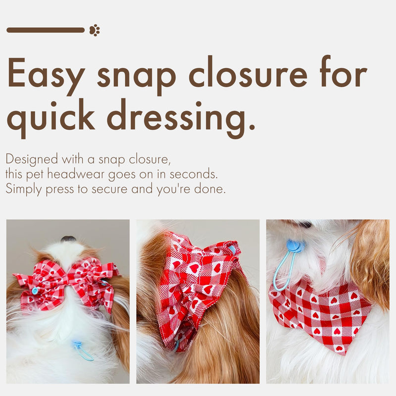 Soft Cotton Dog Headband for Cocker Spaniel, Cavalier, Springer - Adjustable Bow Pet Hair Accessory (Dog Bow Red Heart) - PawsPlanet Australia
