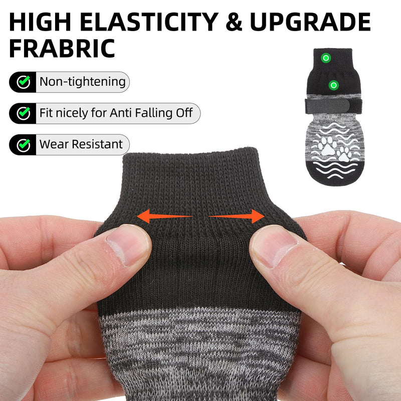 PUPTECK Anti Slip Dog Socks, Shoes with Grippers to Prevent Licking Hardwood Floors Traction, Rubber Boots & Paw Protectors for Small Medium Large Dogs Cold/Hot Pavement, Senior Dogs Booties Grey Medium (2 Pair) Grey&Black - PawsPlanet Australia