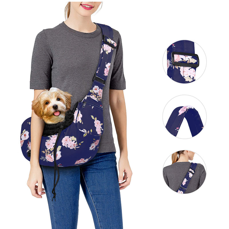 MOSISO Dog Cat Sling Carrier, Pet Carrier Camellia Tote Bag Hands Free Adjustable Padded Strap Breathable Polyester Soft Carrying Travel Shoulder Bag with Front Pocket for Small Dog Cat, Blue - PawsPlanet Australia