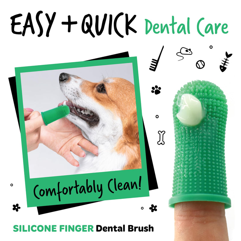 Bugalugs Dog Finger Toothbrush with 360 Degree Bristles- Teeth Cleaning Products Toothbrush & Cat Toothbrush Plaque Remover for Dogs use with Dog Toothpaste & Cat Toothpaste