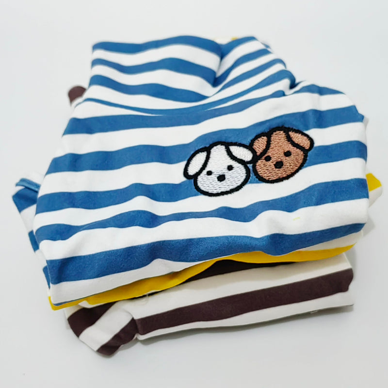 Turtleneck Dog Sweater Cute Doggie Embroidery Super Soft Dog Sweatshirt Dog Shirt Stretchy Striped Puppy Pullover for Cats Small Medium Large Dog(X-Large, Yellow Striped) X-Large - PawsPlanet Australia