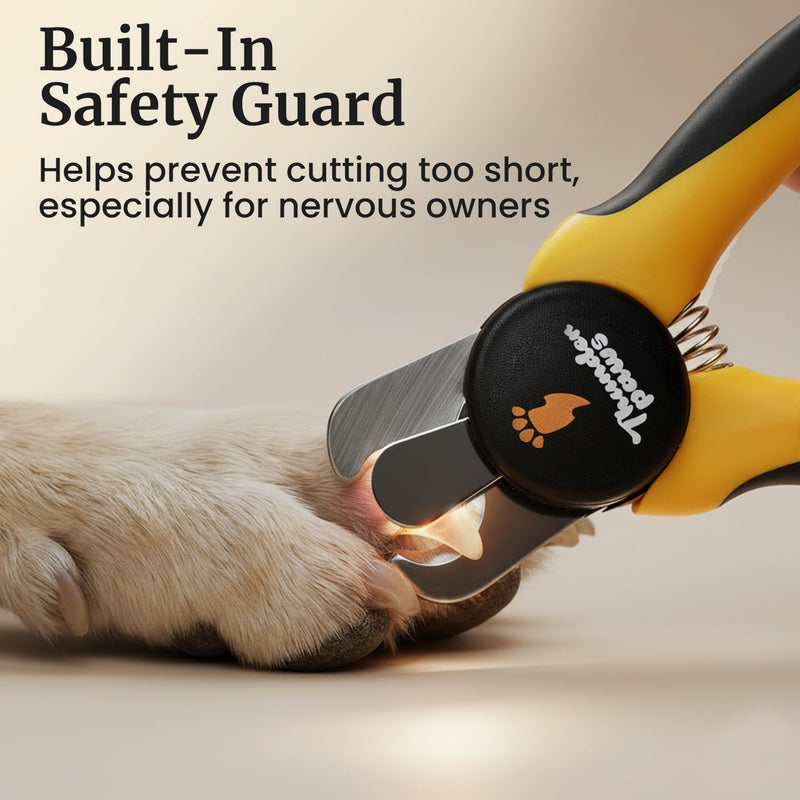 LED Dog Nail Clippers with Light, Trimmers with Protective Guard, Quick Sensor, Safety Lock and Nail File - Suitable for Large and Small Dogs & Cats (Yellow, LED) Medium-Large (LED) Yellow - PawsPlanet Australia
