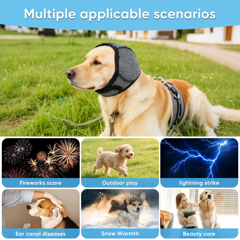 Dog Calming Hoodie,Ear Wrap Hematoma for Dogs,Dog Ear Muffs Noise Protection, Adjustable Head Cover for Anxiety Relief (Grey, Large(Head Circle:18"-24",Weight:66-94 lb)) Grey Large(Head Circle:18"-24",Weight:66-94 lb)