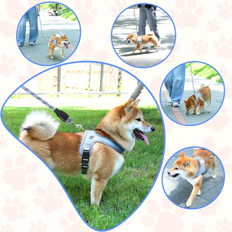 Dog Harness, No Pull Saddle Style pet Harness,Soft Ventilate Mesh, Adjustable, Reflective - for Medium, Small Dogs and Cats - Easy Walk Harness with 2 D-Rings (Blue, XS) Blue - PawsPlanet Australia
