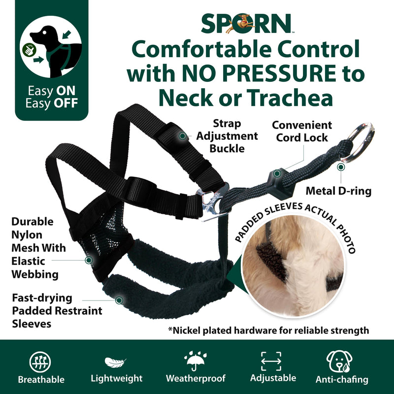 Sporn Large/XL No Pull Dog Harness for Large Dogs - Black Mesh Body, Durable Nylon, Breathable, Easy to Put On, No Choke, Padded, Adjustable, XL Dog Harness for Extra Large Breeds - PawsPlanet Australia