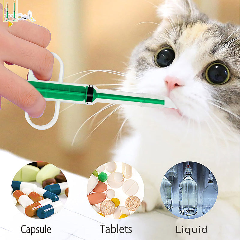 Medicine Feeder for Pets,Piller,Pill Cutter,Pill Crusher for Cats and Dogs,4in1 Set,Feeding Pills Water and Milk,Plastics,Reusable (Piller+Grinder+Cutter, Green) Piller+Grinder+Cutter