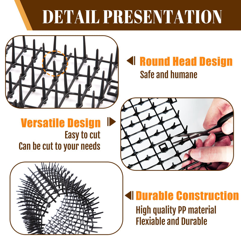 118"x 11.8" Cat Scat Mat for Cats with Spikes, Scat Mats for Dogs, Prickle Strips Digging Stopper Outdoor Deterrent Mat for Indoor Garden includes 8 Garden Staples 121.2"L x 118.0"W x 11.8"Th - PawsPlanet Australia