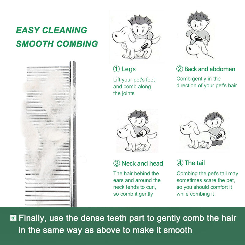 3 Pack Metal Comb For Dogs,Cat Grooming Comb,Dog Combs,Doodle Comb,Shedding Comb,For Professional Grooming Tool For Long And Short Haired Dog,Cat And Other Pets. (Large Medium Small) Large Medium Small - PawsPlanet Australia
