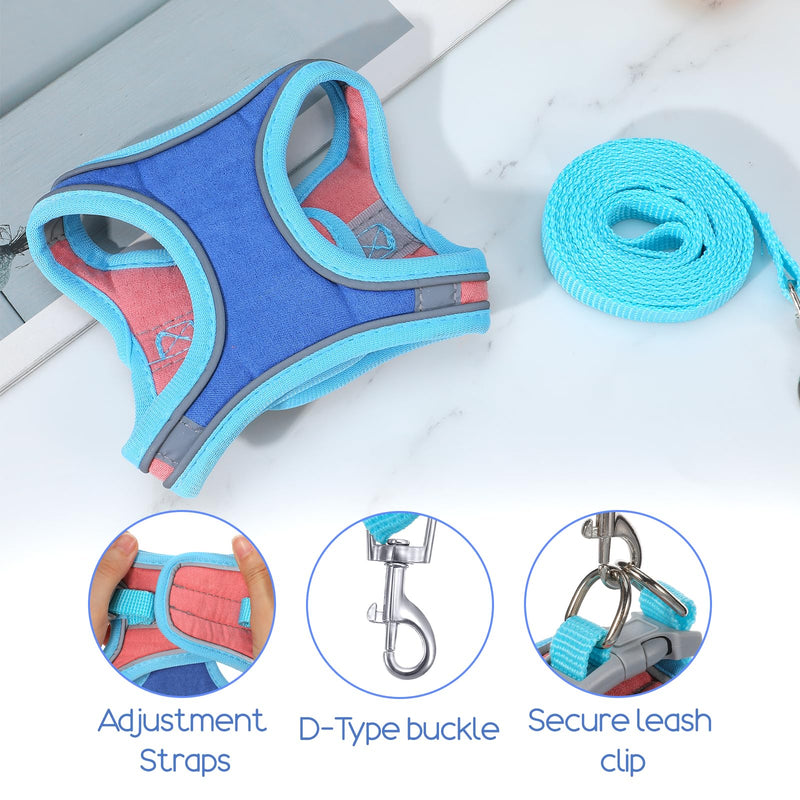 Adjustable Bunny Harness and Leash Set, Double Buckles Breathable Mesh Rabbit Vest with Reflective Strips, Escape Proof Small Pet Walking Training Gear for Rabbits, Kittens, Ferrets, Guinea Pigs (S) - PawsPlanet Australia