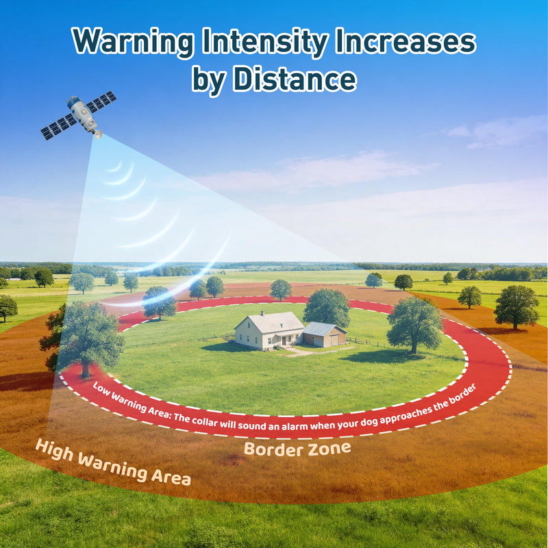 GPS Dog Collar Fence System - Invisible Electric Fence for Dogs with 3 Warning Modes, Adjustable Radius 33-9999Yards, IPX7 Waterproof Rechargeable Wireless Dog Fence for Outdoor Use Black 1 Collar