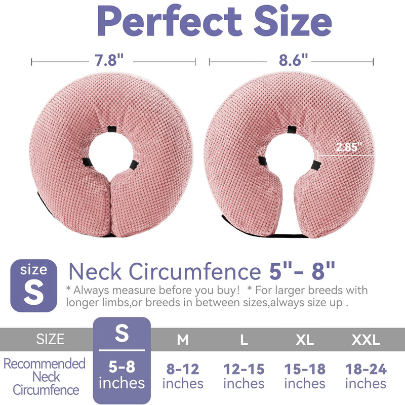 Soft Inflatable Dog Cone Collar for Large Medium Small Dogs Cats After Surgery - Dog Neck Donut, E Collar, Elizabethan Collar Alternatives for Dogs Recovery Small [Neck:5"-8"] pink - PawsPlanet Australia