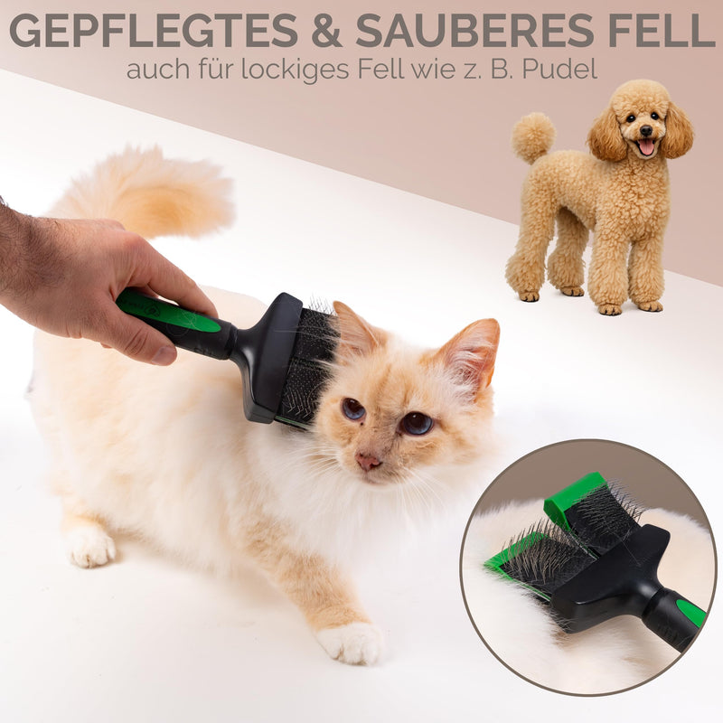 Slicker Brush Dog Slicker Brush for Long Hair, Poodle Brush - Efficient Dog Brush Undercoat - Ideal as a Poodle Brush - Cat Brush - Ideal for Doodle and Long Hair Dogs Including Dog Comb