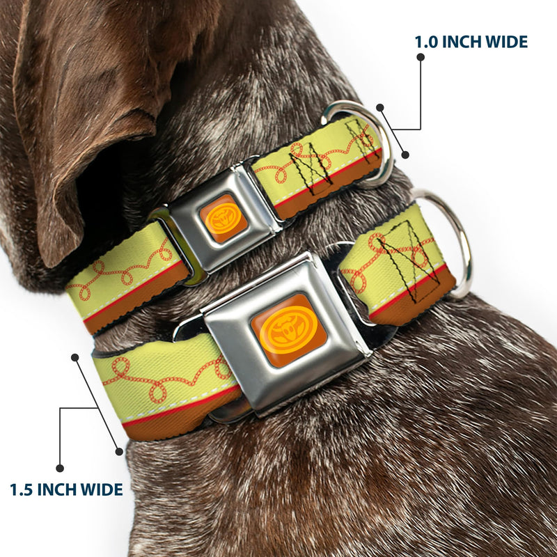 Buckle-Down Dog Collar Seatbelt Buckle Toy Story Woody Bounding Cowboy Buckle Yellow Red Brown 15 to 26 Inches 1.0 Inch Wide, Multicolor (DC-WDY516-L) 1" Wide - Fits 15-26" Neck - Large - PawsPlanet Australia