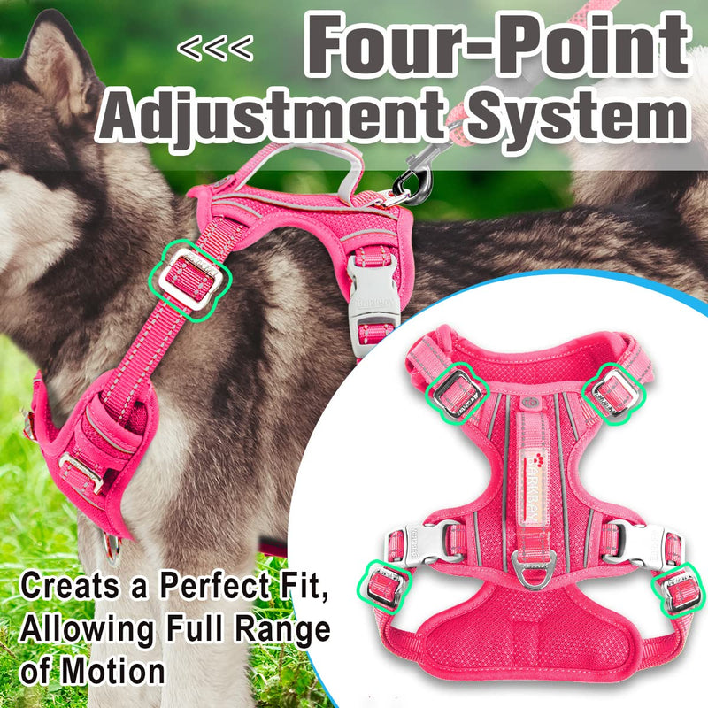 BARKBAY No Pull Dog Harness Front Clip Heavy Duty Reflective Easy Control Handle for Large Dog Walking with ID tag Pocket Large(Chest:27-32") Pink - PawsPlanet Australia