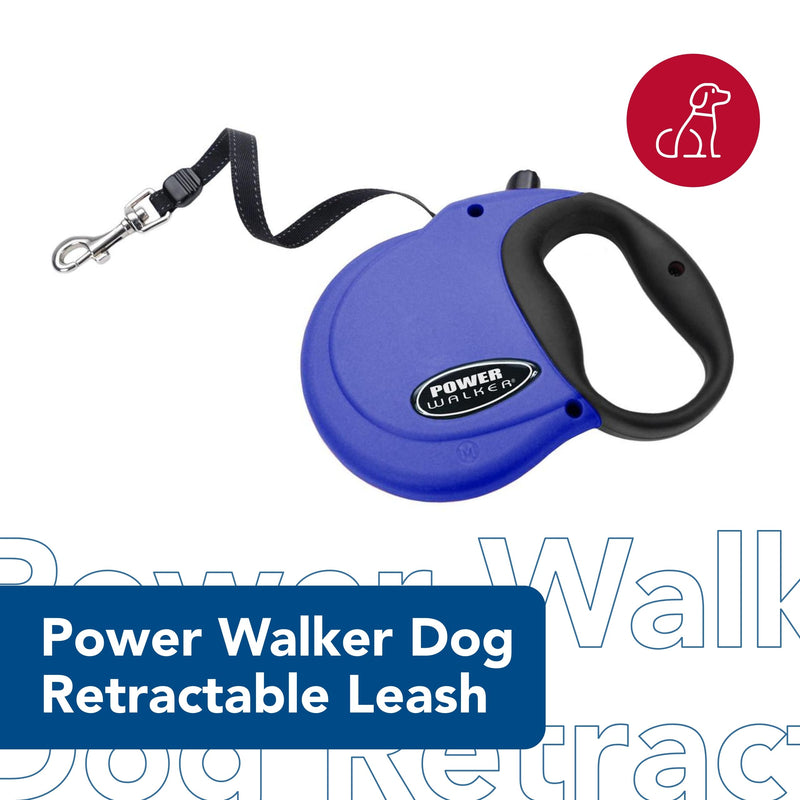 Coastal Pet Power Walker Dog Retractable Leash - Reflective Dog Leash - Stop-and-Release Control Button - Comfort Grip Handle - Blue - Large Large (Pack of 1) - PawsPlanet Australia