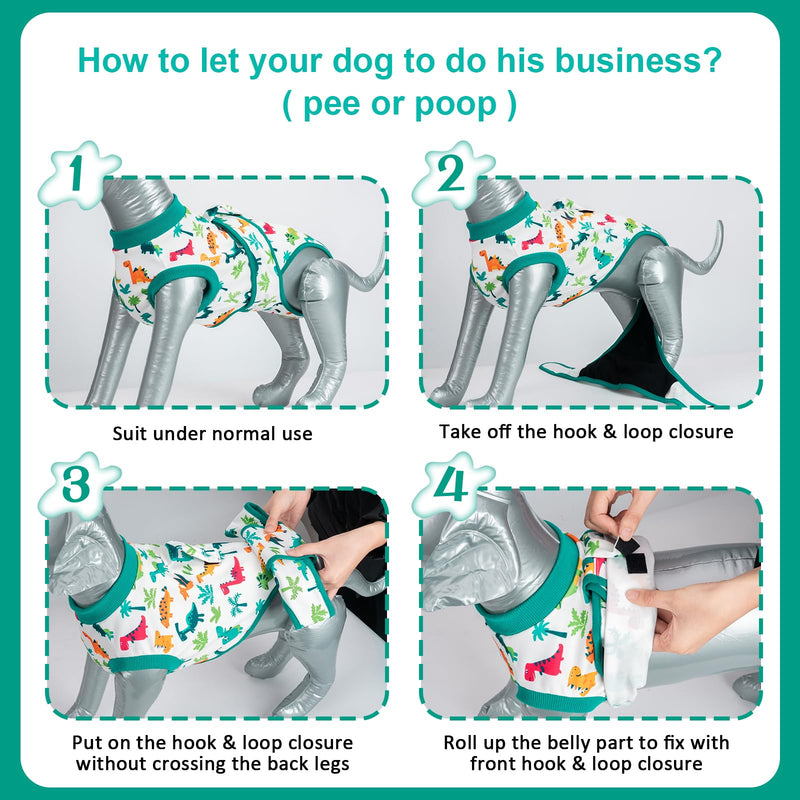 Dog Surgery Recovery Suit,Female Male Dog Onesie for Spay Neuter,Substitute E-Collar & Cone,Anti-Licking Breathable Onesie for Small Medium Large Dogs,Dinosaur M Dinosaur - PawsPlanet Australia