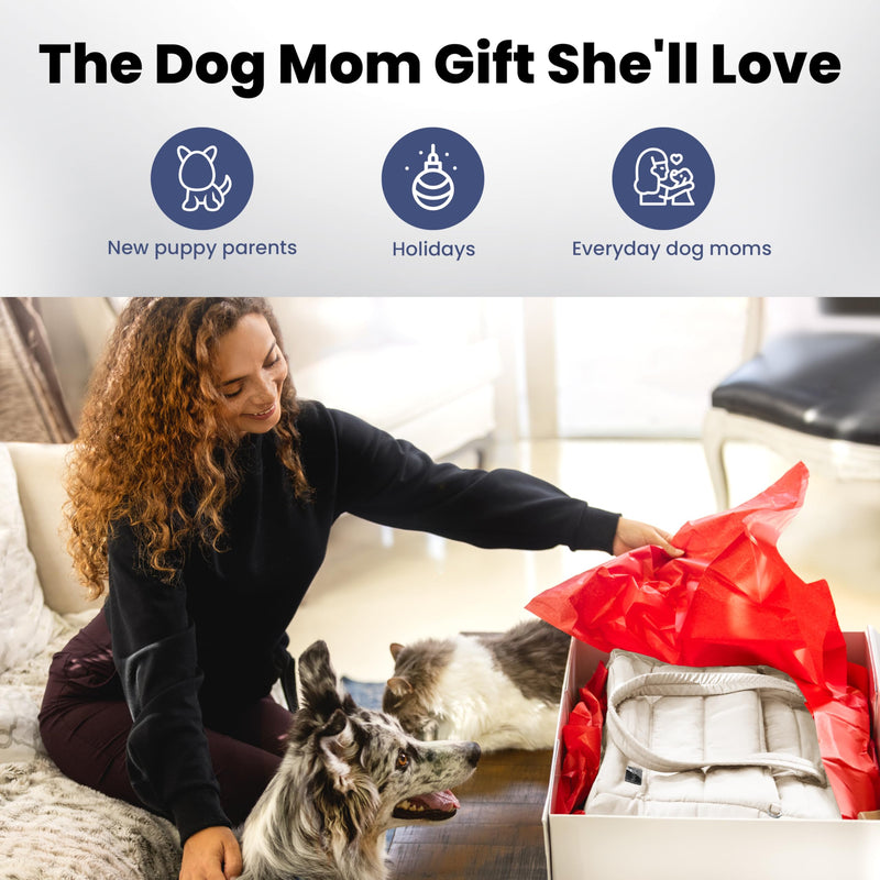 rubyloo Puffer Dog Travel Bag for Dog Moms – Doggy Diaper Bag with Pet Bowls & Food Storage or Everyday Puffy Tote – Doggy Mom Gifts for Women – Lightweight, Travel-Ready Gift for Pet Lovers – Beige - PawsPlanet Australia