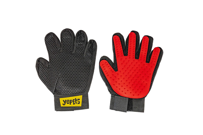 PAIR of Low-Cost Pet Grooming Gloves - Superior Care for Your Furry Friends. Ideal for Grooming, Deshedding, Bathing & Massaging Your Dogs & Cats with Long/Short/Curly Fur - RED - PawsPlanet Australia