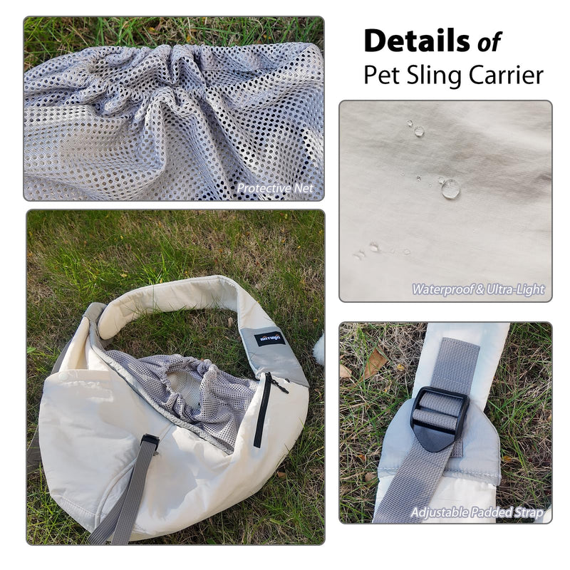 NATUYA Dog Sling Carrier for Small Dogs, Lightweight Cozy Puppy Carrier with Zip Pockets Adjust Strap, Size Adjustable, Double Safety, Hands-Free Travel Carrier for Pet Under 15lbs - PawsPlanet Australia