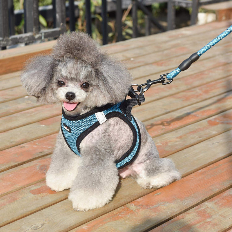 Dog Harness Step-in Breathable Puppy Cat Dog Vest Harnesses for Small Medium Dogs Blue M (Chest 13.5''-16.5'', Weight 10-15 lb) - PawsPlanet Australia