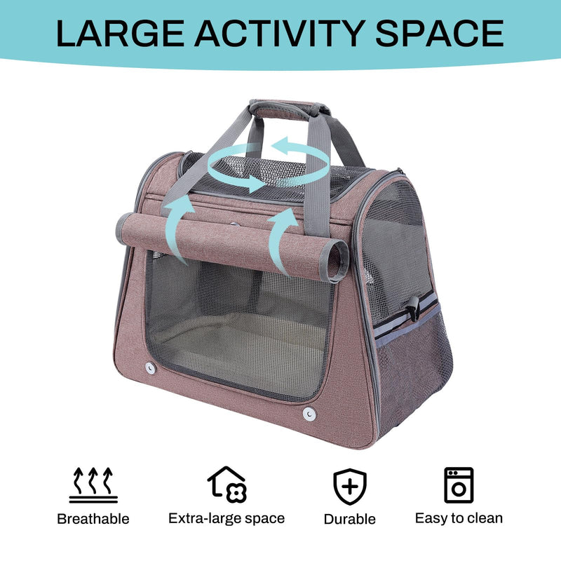 Airline Approved Soft-Sided Pet Carrier for Cats & Small Dogs - Ventilated Travel Bag with Removable Mat, Under 15 lbs, Red - PawsPlanet Australia