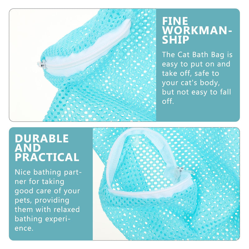 CLISPEED Portable Cat Bathing Bag Reusable Shower Bag Made of Breathable Polyester Mesh Fabric for Safe Care and Soothing of Cats and Puppies