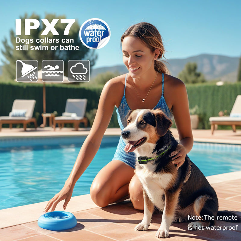 Dog Training Collar with Remote, 2600FT Range, 4 Training Modes Beep, Shake, Safe Shock, LED Light, Rechargeable IPX7 Waterproof for All Breeds Sizes, with Three Receiver Collars for 3 Dogs for 3 dogs (D8 Green) - PawsPlanet Australia